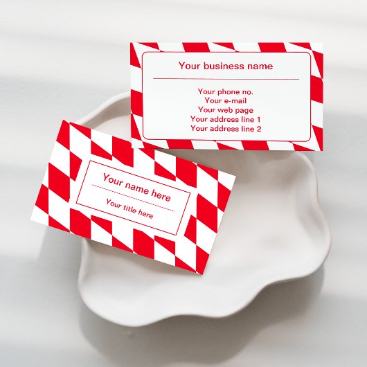 Carte De Visite Red and White Bavarian Diamond Flag Pattern