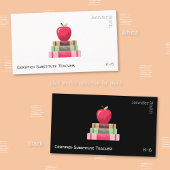 Carte De Visite Red Apple and Books Modern Tutor Business Card