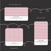 Carte De Visite Red Apple and Daisy Pattern Teacher Business Card