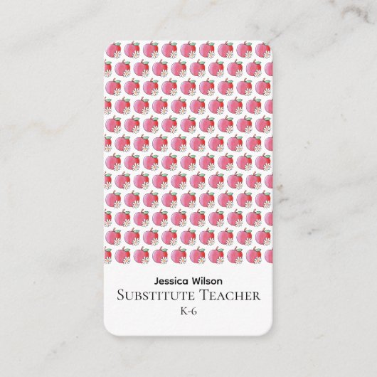 Carte De Visite Red Apple Daisy Pattern Sub Vertical Business Card (Devant)