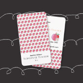 Carte De Visite Red Apple Daisy Pattern Sub Vertical Business Card