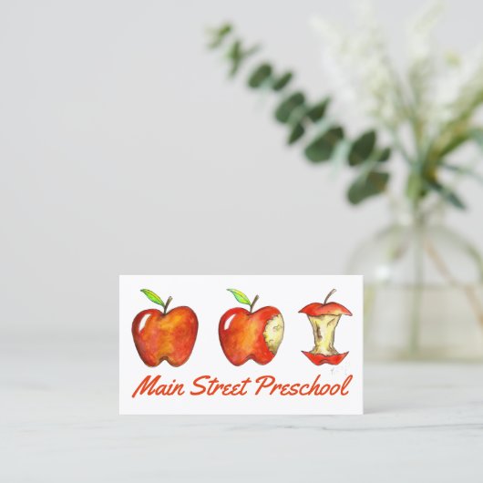 Carte De Visite Red Apple Fruit Enseignant École d'enseignement pr (Debout devant)