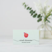 Carte De Visite Red Apple School Enseignant Simple Light Aqua (Debout devant)