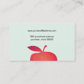 Carte De Visite Red Apple School Enseignant Simple Light Aqua (Dos)