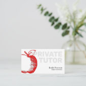 Carte De Visite Red Apple Sketch Private Tutor Modern Blanc (Debout devant)