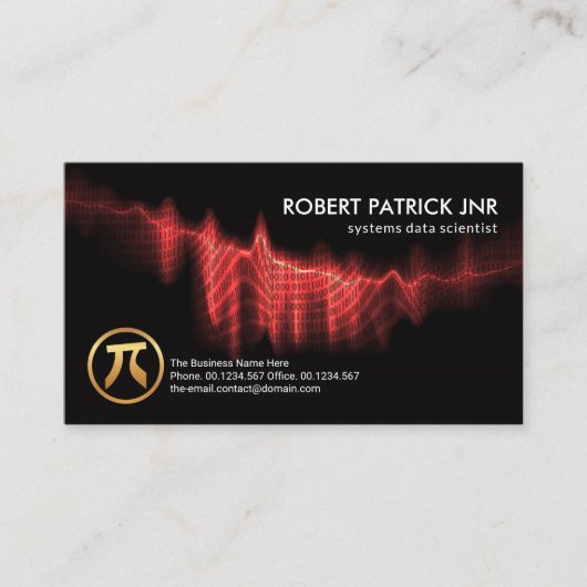 Carte De Visite Red Binary Codes Digital Wave Data Scientifique (Devant)