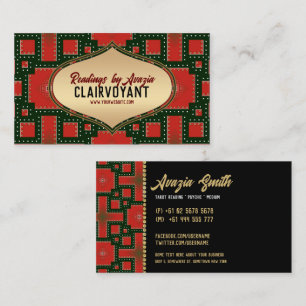 Carte De Visite Red Black Bold Gold Goddess Tarot Reader