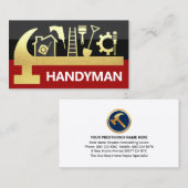 Carte De Visite Red Black Layers Gold Hammer Handyman Tools (Devant / Derrière)