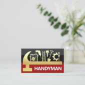 Carte De Visite Red Black Layers Gold Hammer Handyman Tools (Debout devant)