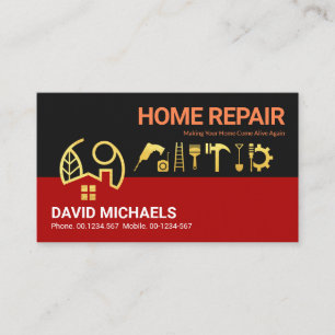 Carte De Visite Red Black Layers Gold Home Handyman Outils