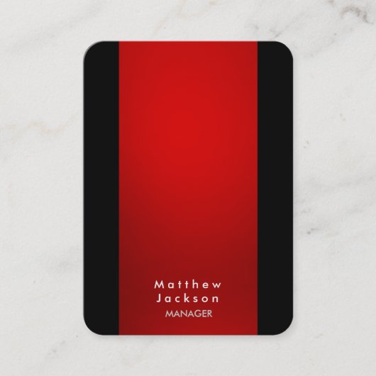 Carte De Visite Red Black Modern Plain Professional Manager (Devant)