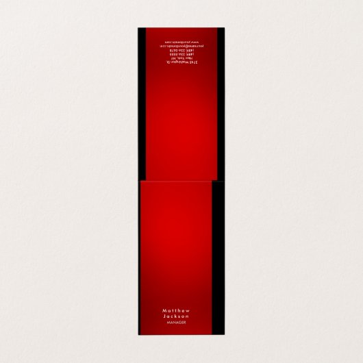 Carte De Visite Red Black Modern Plain Professional Manager (Extérieur déplié)