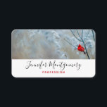 Carte De Visite Red Cardinal dans Winter Nature Photo de Christmas<br><div class="desc">Un carte de visite avec une photo nature pittoresque avec un cardinal rouge vif. Contrasté par rapport à une toile de fond hivernale avec la neige tombant doucement.</div>