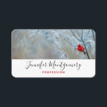 Carte De Visite Red Cardinal dans Winter Nature Photo de Christmas<br><div class="desc">Un carte de visite avec une photo nature pittoresque avec un cardinal rouge vif. Contrasté par rapport à une toile de fond hivernale avec la neige tombant doucement.</div>