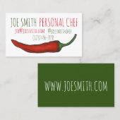 Carte De Visite Red Chili Chili Pepper Chef Restaurant Cuisine Cui (Devant / Derrière)