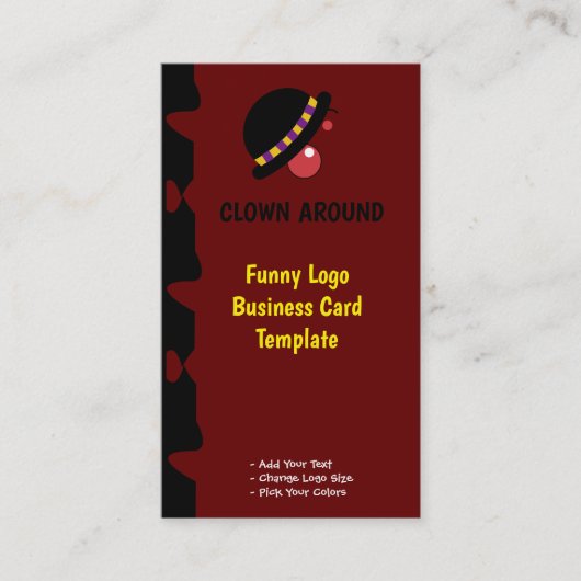 Carte De Visite Red Clown Comedy Drôle Logos (Devant)