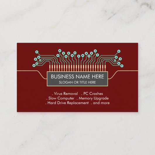 Carte De Visite Red Computer Engineer Science Circuit Board Codage (Dos)