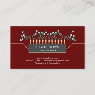 Carte De Visite Red Computer Engineer Science Circuit Board Codage
