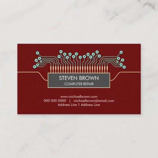 Carte De Visite Red Computer Engineer Science Circuit Board Codage (Devant)