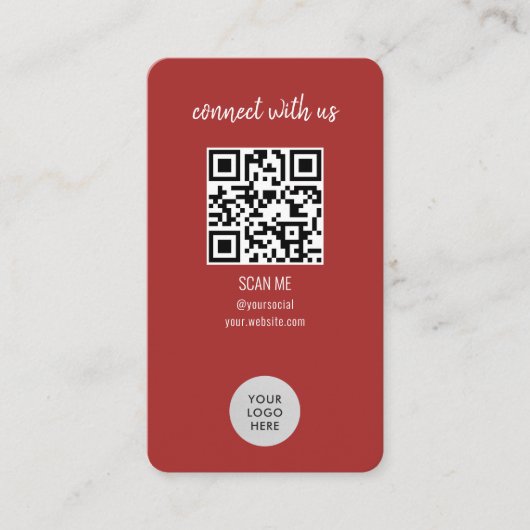 Carte De Visite Red Connect with Us QR Code (Devant)