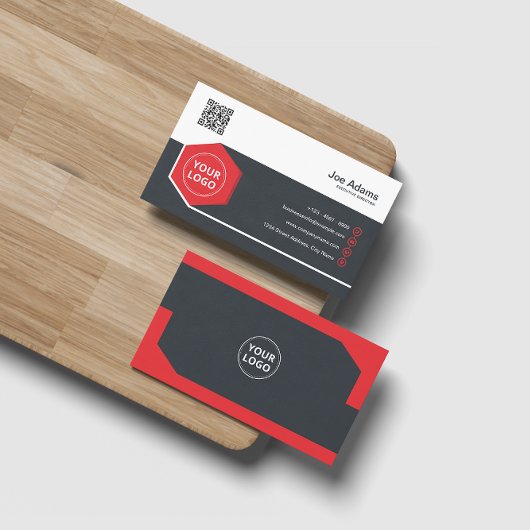 Carte De Visite Red Corporate Professional QR Code scanner