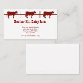 Carte De Visite Red Cows Ferme laitière Pays Fermier (Devant / Derrière)