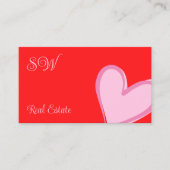 Carte De Visite Red Cute rose Coeur Chic avec Monogramme et Photo (Devant)