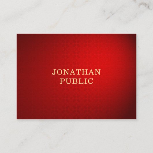 Carte De Visite Red Damask Gold Text Elegant Modèle professionnel (Devant)