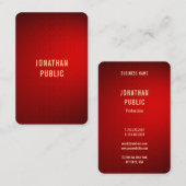 Carte De Visite Red Damask Gold Texte Modèle professionnel élégant (Devant / Derrière)