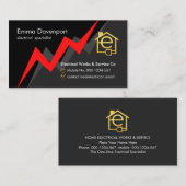 Carte De Visite Red Electric Lightning Power Bolt (Devant / Derrière)