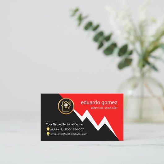 Carte De Visite Red Electric Lightning Powers Your Name (Debout devant)