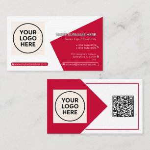 Carte De Visite Red Forme QR Code Professionnel Entreprise Moderne