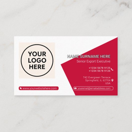 Carte De Visite Red Forme QR Code Professionnel Entreprise Moderne (Devant)