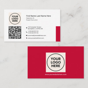 Carte De Visite Red Forme QR Professionnel Moderne Entreprise