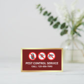 Carte De Visite Red Gold Bugs Remoding Pest Control Service (Debout devant)