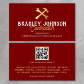 Carte De Visite Red Gold Construction Building QR Code