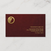 Carte De Visite Red Grunge Texture Faux Gold Line PDG fondateur (Dos)
