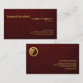 Carte De Visite Red Grunge Texture Faux Gold Line PDG fondateur (Devant / Derrière)
