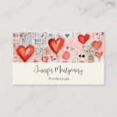 Carte De Visite Red Hearts Whimsical Love Motif (Devant)