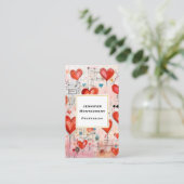 Carte De Visite Red Hearts Whimsical Love Motif (Debout devant)