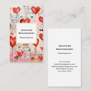 Carte De Visite Red Hearts Whimsical Love Motif