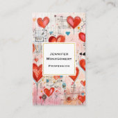 Carte De Visite Red Hearts Whimsical Love Motif (Devant)