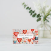 Carte De Visite Red Hearts Whimsical Love Motif (Debout devant)