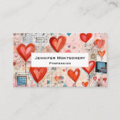 Carte De Visite Red Hearts Whimsical Love Motif (Devant)