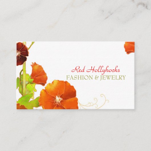 Carte De Visite Red Hollyhocks (Devant)