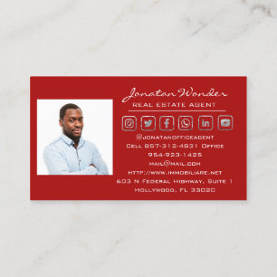 Carte De Visite Red House Social Media Logo Agent immobilier