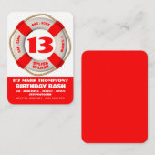 Carte De Visite Red Life Ring, Pool Party Anniversaire de remise B (Devant / Derrière)