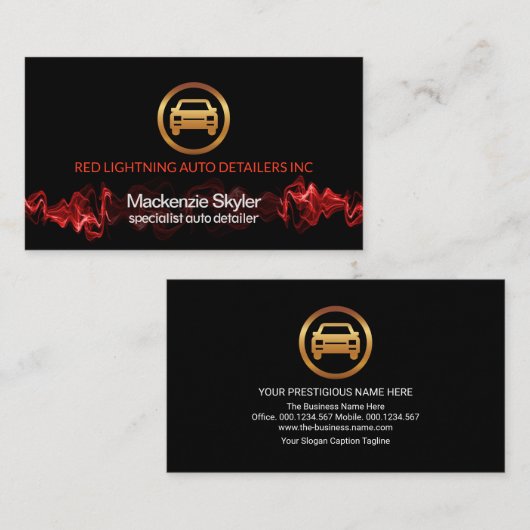 Carte De Visite Red Lightning Pulse Silver Car Logo Auto Détail (Devant / Derrière)