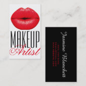 Carte De Visite Red Lips Make Up Artist Cosmetology Beauté (Devant / Derrière)