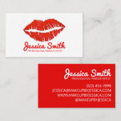 Carte De Visite Red Lipstick Lips Kiss Maquillage Artiste Beauté E (Devant / Derrière)